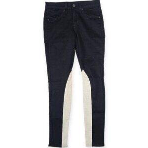 rag & bone JEAN Black Skinny Jeans with White Perforated Leather Insets Size 25